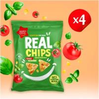 Чипсы цельнозерновые кукурузно-рисовые Real Chips томат и базилик 4 шт по 50 г