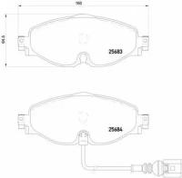 К-т торм. колодок Fr Audi A3, VW Golf VII Brembo P85126