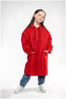 Плащ-дождевик красный, непромокаемый, универсальный для мальчика и девочки, 40 размер, рост 146