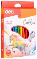 Фломастеры Deli EC10000 ColoRun Вентилируемый 12цв. коробка с европодвесом