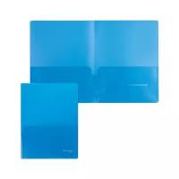 BRAUBERG Папка-уголок с 2 карманами А4, пластик 0,18 мм, синяя