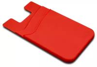 Силиконовый клеющийся чехол для двух карт на смартфон красный