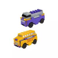Машины для малышей 1TOY Машина автовывернушка Transcar Double 2в1: Даблдэккер - Школьный автобус, 8 см