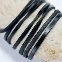 Шнур кожаный плоский 3х2 мм 4 метра для шитья / рукоделия / браслетов, цвет черный