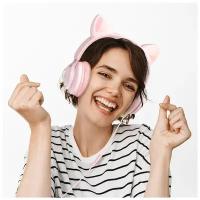 Наушники полноразмерные HOCO W36 Cat ear headphones with mic, pink