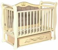 Детская кроватка для новорожденных Антел Джулия 111 мягкая стенка, с универсальным маятником (поперечный/продольный), ящиком, цвет Слоновая кость
