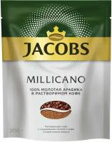 Кофе молотый в растворимом Jacobs Millicano сублимированный с добавлением молотого, пакет, 200 г