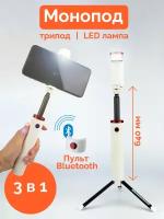 Монопод трипод для селфи / Штатив для телефона, Bluetooth пульт, Штатив для телефона с пультом, Селфи палка, Selfie Light G18 69 см