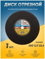 Диск отрезной по металлу Луга Абразив 350х3,5х25,4 ручн, круг отрезной по металлу, болгарка 350