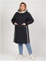 Пальто женское-52-синий, кармельстиль осеннее весеннее демисезонное пальто с капюшоном