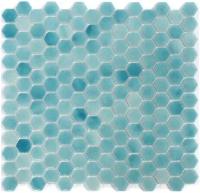 Плитка-мозаика Natural Mosaic STP-BL017-HEX из стекла голубая светлая глянцевая шестиугольная