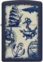 Оригинальная бензиновая зажигалка ZIPPO Classic 49774 Nautical Design с покрытием Navy Matte - Морской мотив