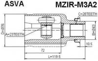 Шрус внутренний правый 23x43x28 Asva MZIRM3A2 Mazda: GG2522520 GG25-22-520A Mazda 3 (Bk). Mazda 3 Седан (Bk). Mazda