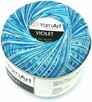 Пряжа YarnArt Violet Melange белый-бирюзовый (510), 100%мерсеризованный хлопок, 282м, 50г, 1шт