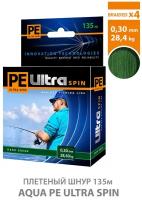 Плетеный шнур для рыбалки AQUA PE Ultra Spin Dark Green 135m 0.30mm 28.4kg