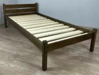 Кровать односпальная Классика из массива сосны с реечным основанием, 200х100 см (габариты 210х110), цвет темный дуб