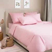Комплект постельного белья 2-спальный с пододеяльником на молнии, 4 наволочки Моноспейс, сатин (хлопок 100%), светло-розовый, Ecotex
