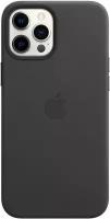 Кожаный чехол с цветной анимацией ( натуральная кожа) Leather Case MagSafe для iPhone 12 Pro Max 6.7, Black