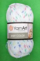 Пряжа Yarnart Baby Color белый-разноцветная крапинка (214/267), 100%акрил, 150м, 50г, 2шт