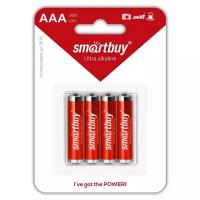 Батарейка SmartBuy AAA LR03 Ultra Alkaline, в упаковке: 4 шт