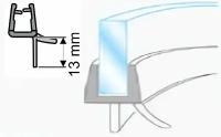 Уплотнитель С24 нижний, радиусный, для изогнутых дверей в душевой кабине. Для толщины стекла 4мм