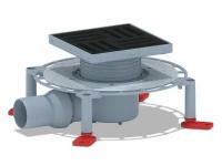 Трап для душа АНИ пласт TVA5616 горизонтальный регулируемый, с гидрозатвором, с решёткой из чугуна 120*120 мм