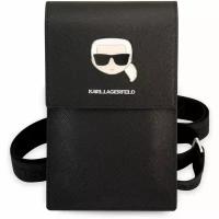 Сумка для смартфонов Karl Lagerfeld Wallet Phone Bag PU Saffiano Metal Karl head Black