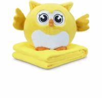 Мягкая игрушка подушка сова с пледом 3 в 1 желтый