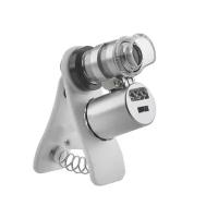 Микроскоп 60х мини с подсветкой и ультрафиолетом для смартфонов Kromatech 9882-W