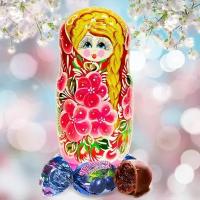 Конфеты подарочные Кремлина Чернослив Шоколадный в Матрешке розовой, 300 гр
