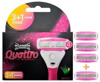 Wilkinson Sword / Schick женские Quattro for Women Сменные кассеты для бритвы, (3+1) 4 шт