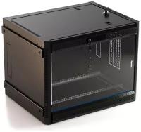 Шкаф серверный Hyperline (TWB-FC-1266-GP-RAL9004) настенный 12U 600x600мм пер. дв. стекл 60кг черный IP20 сталь