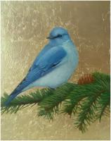 Картина авторская 25х20см, Голубая птица, картина в подарок