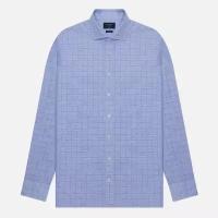 Мужская рубашка Hackett Cotton/Linen Sky Check голубой, Размер XXL