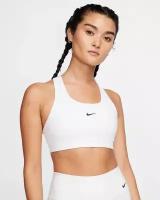 Топ NIKE, силуэт прилегающий, средняя поддержка, размер XS, белый, черный