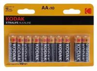 Батарейка алкалиновая Kodak XtraLife, AA, LR6-10BL, 1.5В, спайка, 10 шт