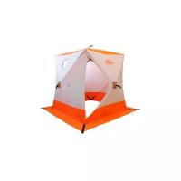 Палатка для рыбалки трехместная СЛЕДОПЫТ Куб однослойная 3 1,8х1,8м 240D, белый/оранжевый