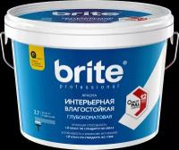 Краска Brite® Professional интерьерная влагостойкая глубокоматовая белая, база А, 9 л