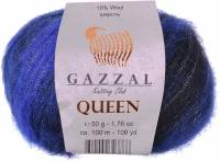 Пряжа Gazzal Queen черно-васильковый меланж (2768), 15%шерсть/35%полиэстер/15%металлик/35%акрил, 100м, 50г, 1шт