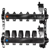 Коллектор из нержавеющей стали для отопления без расходомеров, 5 контура TIM, арт. KBS5005