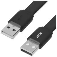 GCR Кабель PROF 5.0m USB 2.0, AM/AM, плоский, черный, 28/24 AWG, морозостойкий