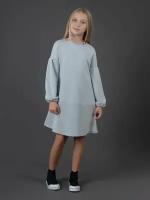 Детское платье для девочки из футера, серое PRETTY CHOICE, размер 140