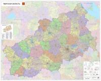 Настенная карта Тверской области 120 х 95 см, (на самоклеющейся пленке)