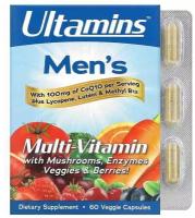 Ultamins, Men's Multi-Vitamin with CoQ10, Mushrooms, Enzymes, Veggies & Berries, 60 Veggie Capsules