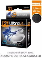 Плетеный шнур для рыбалки AQUA PE Ultra Sea Master Black 300m 0.30mm 28.40kg черный