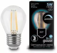 Светодиодная лампа Gauss LED Filament Globe dimmable E27 5W 4100K