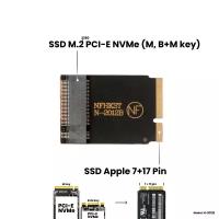 Адаптер-переходник для установки диска SSD M.2 NVMe (M key) в разъем Apple SSD (7+17 Pin) на MacBook Air 11