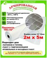 Пленка армированная леской 160гр/кв.м. 2мх5 п/м (10кв.м) п/э пленка парниковая / для теплиц светостабилизированная (Загорск)