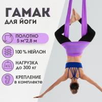 Гамак для аэройоги с креплением к потолку и стропами Daisy chain, фиолетовый