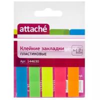 Набор клейких закладок Attache пластиковые 5 цветов по 20 листов 12х45 мм, 10 упаковок